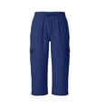 thumbnail image 4 of Oiangi Men's 3/4 Cargo Capris Elastic Waist Drawstring Hike Pants Baggy Open Bottom Summer Capri Pants with Multi-Pocket Navy XL, 4 of 9