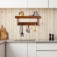 thumbnail image 3 of Gymax Entryway Hanging Wood Coat Rack Wall Mounted Upper Shelf w/ 3 Double Hooks Brown, 3 of 10