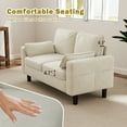 thumbnail image 3 of Kinsuite Loveseat Sofa Chair - 56" Modern Accent Chairs with Arms & Cushions, Office Couch with Side Pocket, Comfy Couches for Living Room Waiting Room Office Apartment, Beige, 3 of 10