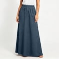 thumbnail image 4 of Summer Skirt for Women 100%Cotton with Pockets Elastic Waist Loose Ruffle Ankle Length Skirt, 4 of 7