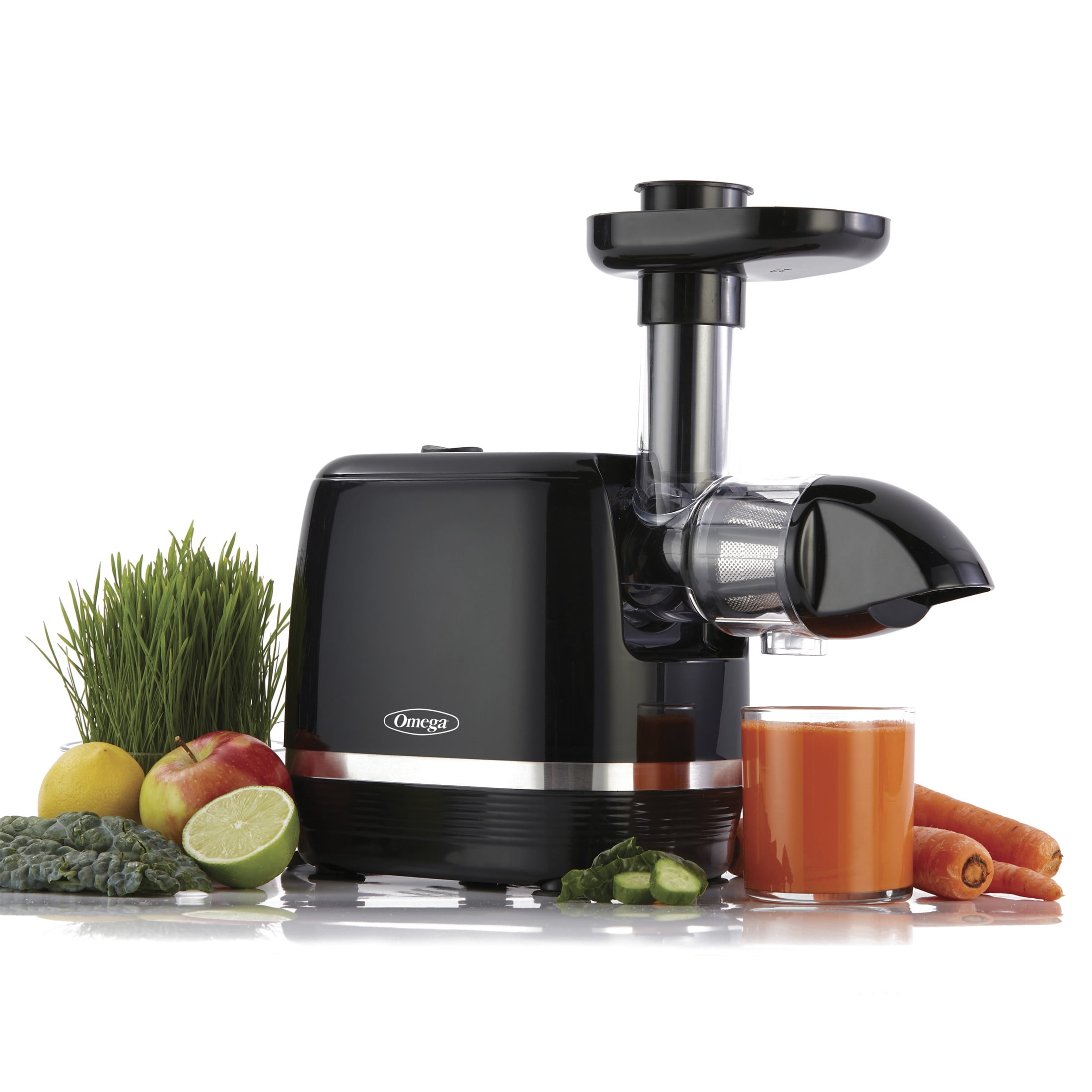 Omega Cold Press 365 Compact Masticating Horizontal Juicer, 150W Low-Speed 3-Stage Auger, in Black (H3000R)