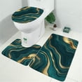 thumbnail image 2 of Teal Gold Marble Pattern Bathroom Rugs Sets 3 Piece,Toilet Cover Set,Absorbent Non Slip Bathroom Mats Sets with U-Shaped Contour Rug Toilet Rug Set, 2 of 5