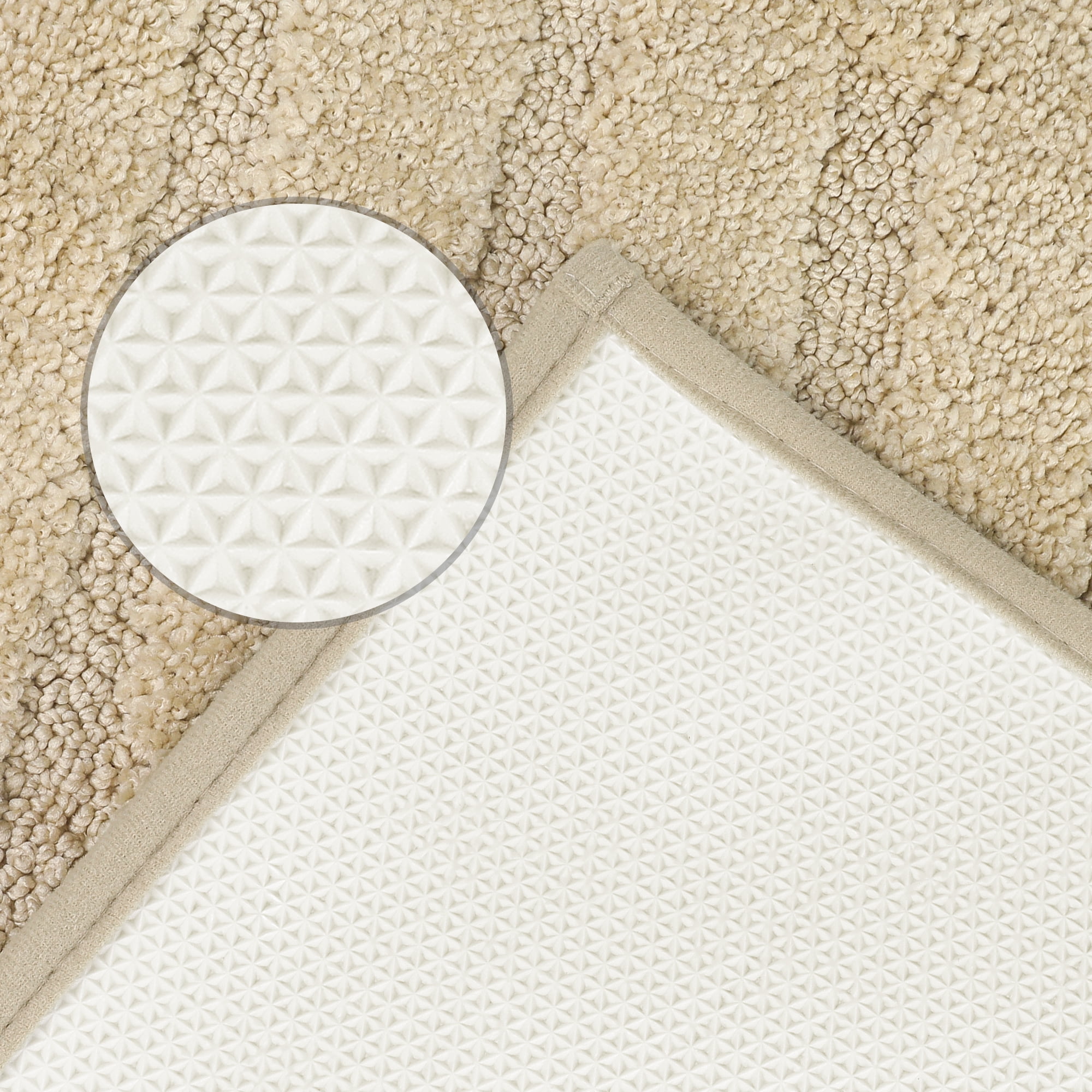 Unique Bargains Bathroom Rugs Non Slip Bath Mat Geometric Soft Mat Washable Carpet Khaki 16*24in