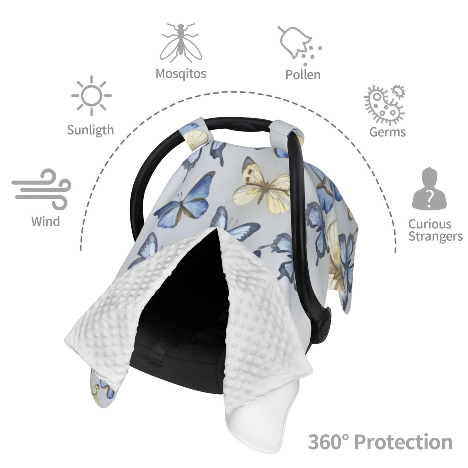 Car Seat Cover Baby - The Flying-Up Butterflies Breathable Infant Car Seat Cover for Baby Carseat, Lightweight Comfort Baby Essentials Must Haves Newborn Stuff for Girl Boy