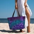 thumbnail image 6 of Pofeuu Purple and Green Glitter Print Beach Bag,Waterproof Sandproof Beach Tote Bag, Large Capacity Foldable Beach Bags for Women, 6 of 7