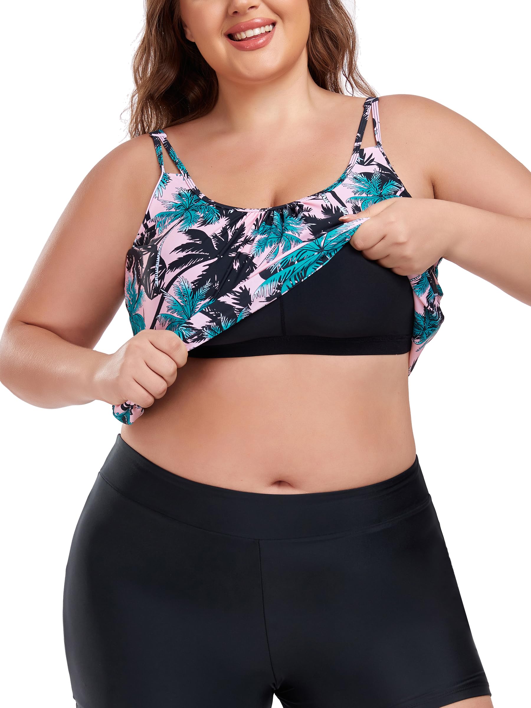 Ocean Blues Women's Plus Loose Fit Blouson Tankini Top, XXL photo 7