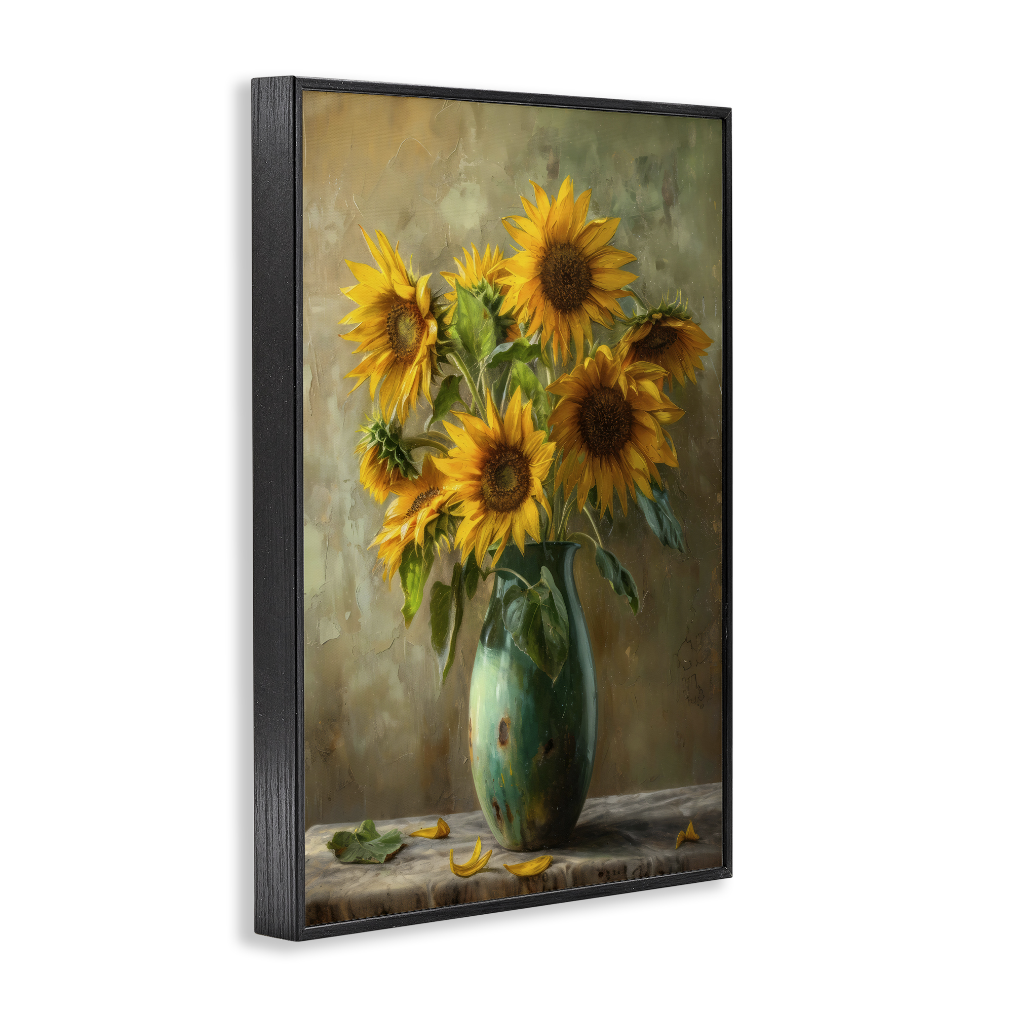 Stupell Industries Moody Sunflower Vase Black Framed Giclee Art, design by Creative Studio