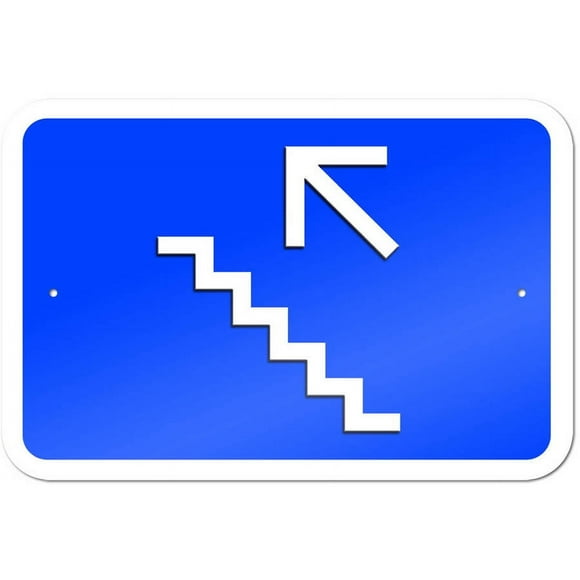 Upstairs Stairs Left Arrow Sign