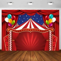 8 x 6 ft Carnival Backdrop, Circus Theme Red Curatin Balloon Backdrop Carnival Photo Booth Props Kids Adults Birthday Baby Shower Party Decoration Banner Polyester