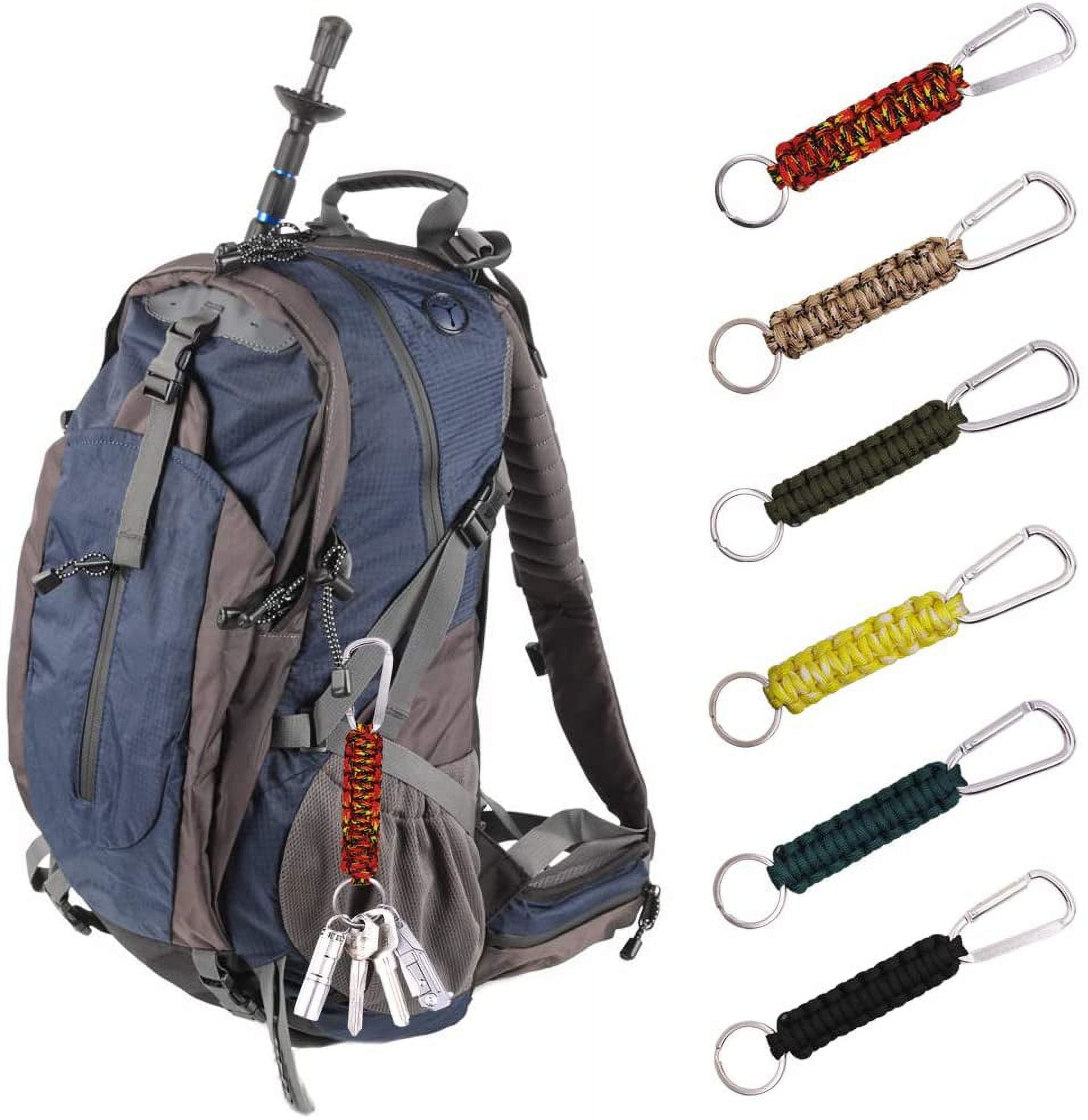 6 Pack Different Colors Paracord Keychain Carabiner, DaKuan Military Braided Lanyard Keychain for outdoor Survival, Camping, Hiking, Hunting, Fishing