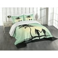 thumbnail image 3 of Ambesonne Romantic Quilted Bedspread Set 3 Pcs, Married Couple Walking, King Size, Pale Green Seafoam Black, 3 of 5