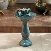 Pleasant Pond 25 1/4" High Large Asian Outdoor Decor Ceramic Floor Fountain Frog Pedestal Outside Garden Patio