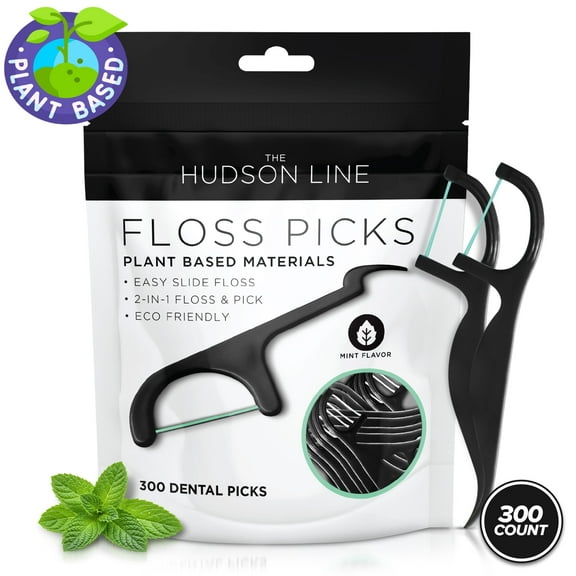 Dental Floss Picks 300 Count Plant Based Dental Floss Picks Eco Friendly Mint Flavor Tooth Floss
