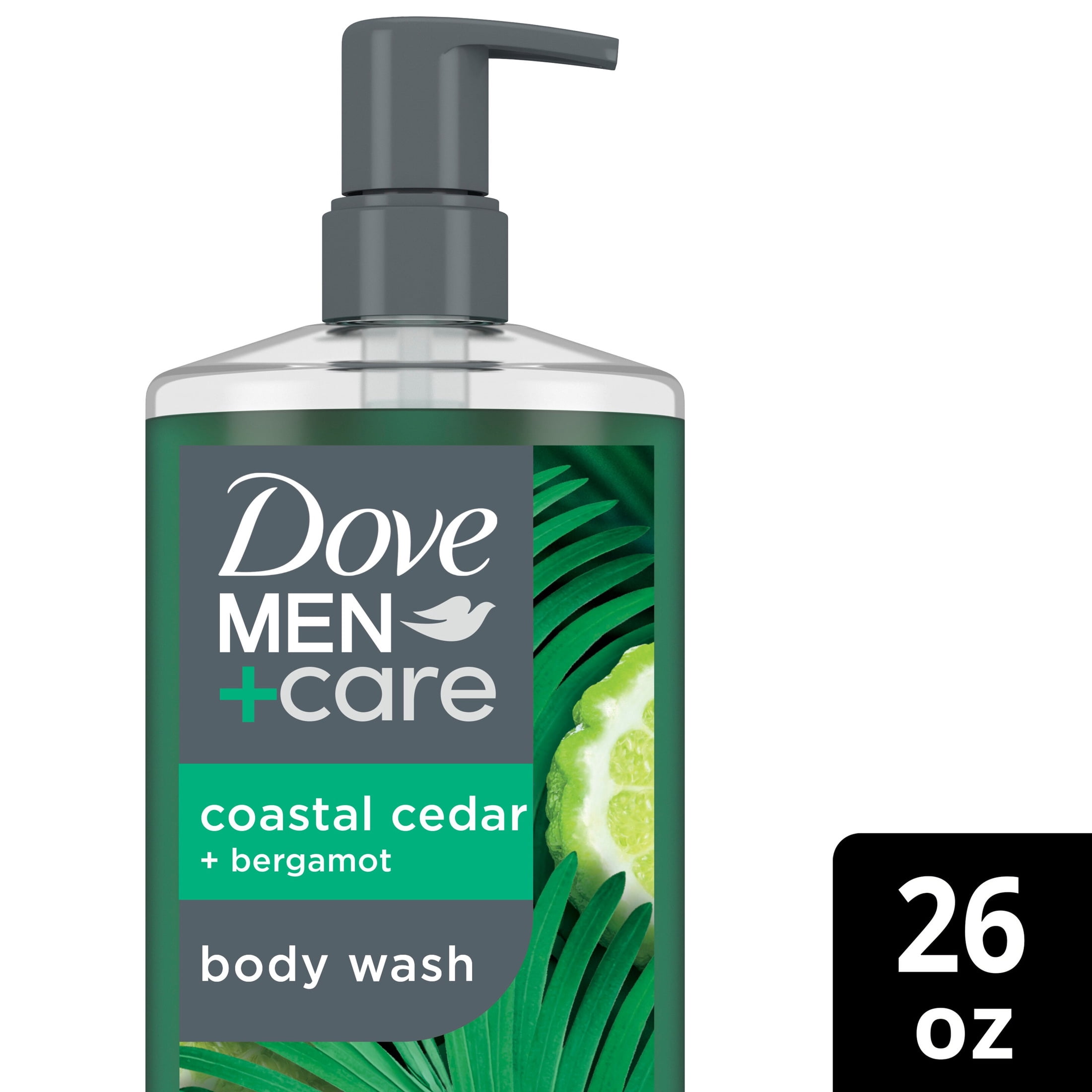 (4 pack) Dove Men+Care Coastal Cedar + Bergamot Moisturizing Body Wash Coastal Cedar Dermatologist Body Wash For Men Sulfate Free, Paraben Free, & Dye Free , 26 fl oz