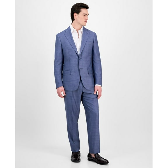 Calvin Klein Mens Slim fit Suit Jacket Blazer 46 L Blue Solid Stretch Wool