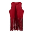 thumbnail image 3 of Girls Fringe Vests Cropped Sleeveless Jacket Western Vintage Tassel Cardigan Outerwear Wine 9Y, 3 of 7