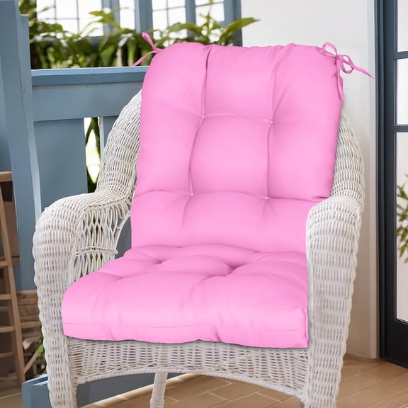 Tufted Outdoor/Indoor Seat/Back Chair Cushion, Set of 1, 42'' x 21'', Pink