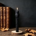 thumbnail image 6 of Miwamany Halloween Aromatherapy Candle, Pumpkin Shaped Embossed Taper Stick, Black Soy Wax Long Dinner Candlestick for Gothic Spooky Mantel Table Party Decor, 6 of 9