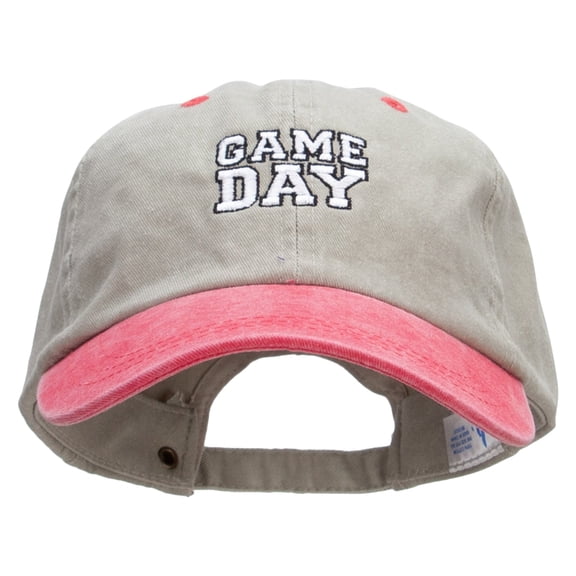 Game Day Embroidered Pigment Dyed Wash Cap - Beige Red OSFM