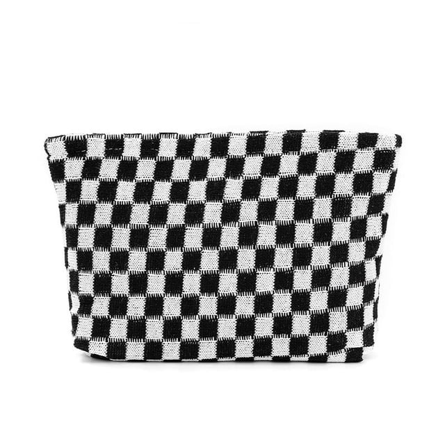 Xiao Hua Bolso de hombro tejido para mujer, bolso de mano y neceser, elegante bolso de playa de verano, 25 x 6,5 x 17 cm (negro).