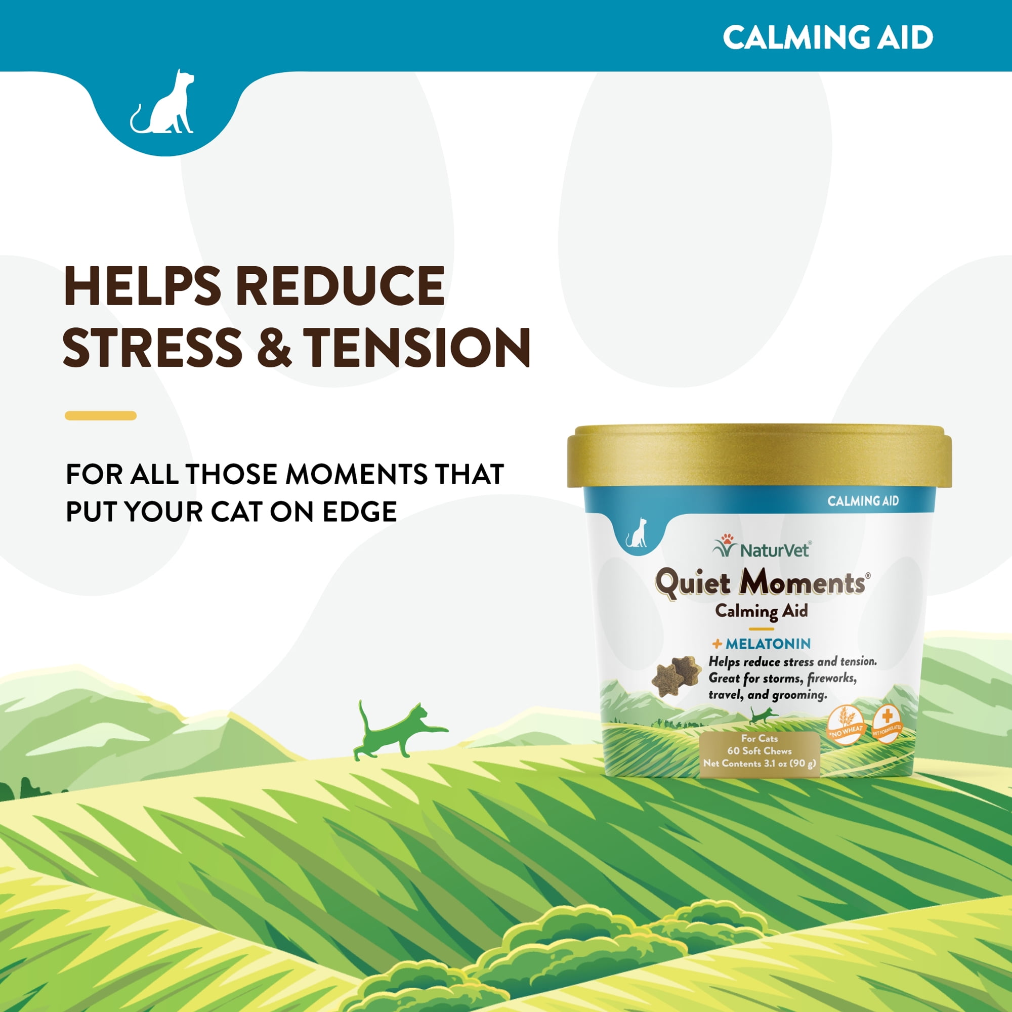 【超歓迎】 NaturVet Quiet Moments Cat Anxiety Medicine, Calming Aid 置物