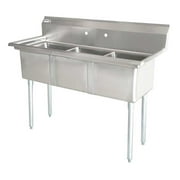35 ins Stainless Steel Three Compartment Sink Commercial Kitchen Bar Restaurant