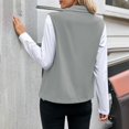 thumbnail image 4 of Women Lapel Fuzzy Fleece Vest Casual Sleeveless Zip Up Jacket Travel Holiday Outerwear with Side Pockets Gray S, 4 of 8