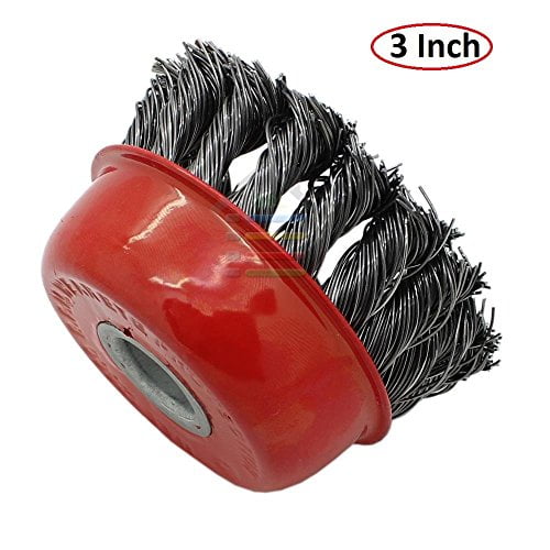 3 Inch Steel Knotted Wire Cup Brush For Removal of Rust//Corrosion Reduced Wire Breakage and Longer Life Paint