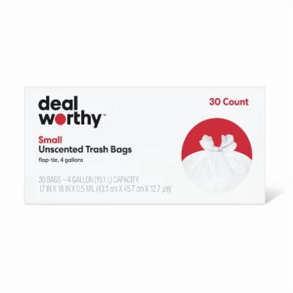Small Flap Tie Trash Bags - 4gal - 30ct