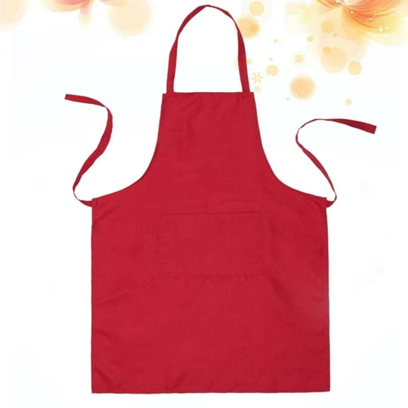 WHAMVOX Red Halter Neck Chef Bib apron with Large Pocket for Kitchen and Restaurant Use 60x70cm