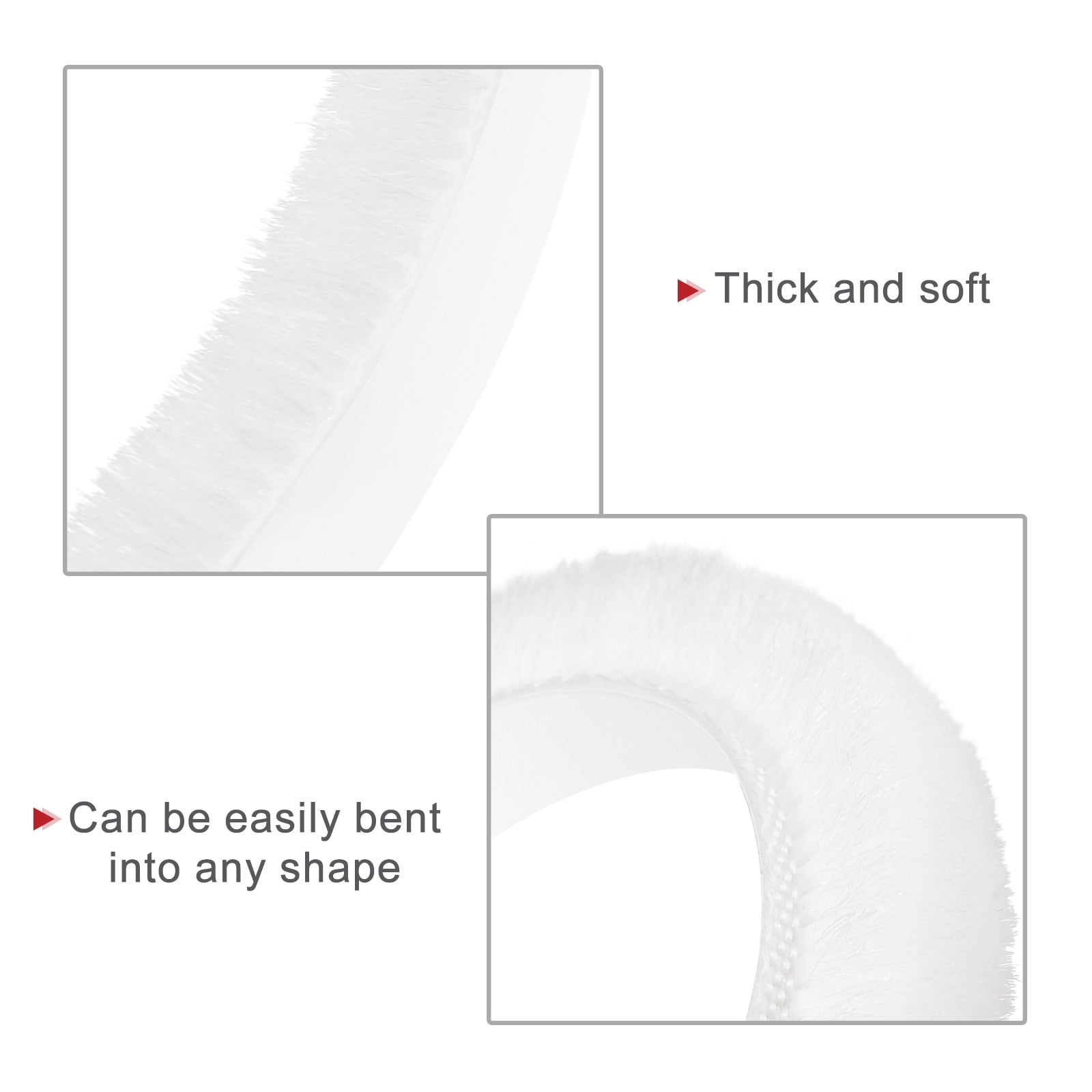 Uxcell 2 Pack Weather Stripping Brush, 39ft L x 0.35" W x 0.35" H Self-Adhesive Seal Weatherstrip Sweep Brush White for Door Window