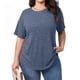thumbnail image 1 of TaTaai Plus Size Everyday Top Women, Striped Short Sleeve Round Neck T-Shirt, Loose Fit Five Quarter Sleeve Blouse, Lightweight Soft Casual Apparel Gift, 1 of 9
