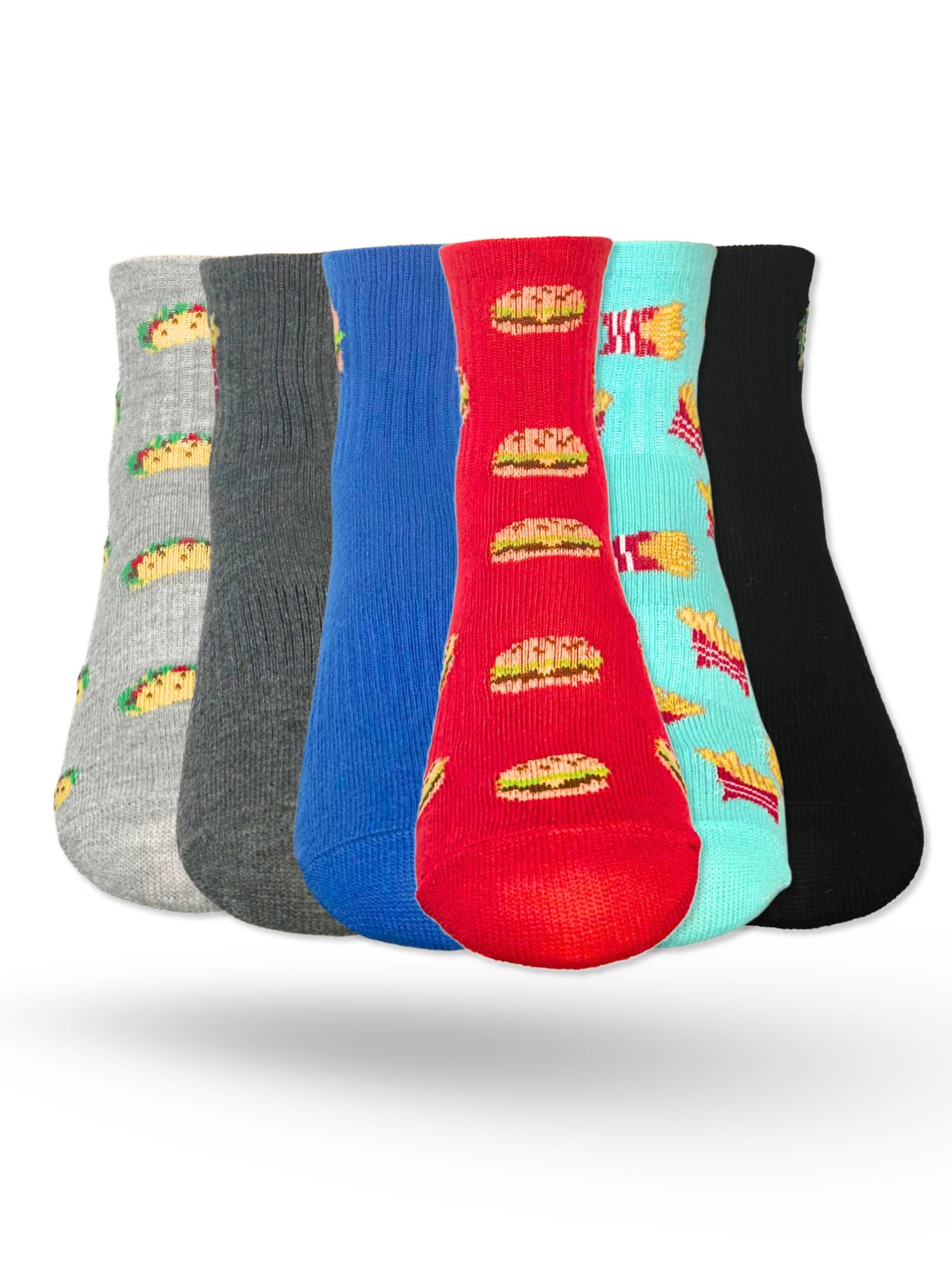 Wonder Nation Boys Snack Food Mid-Crew Socks, 6-Pack, Sizes S-L