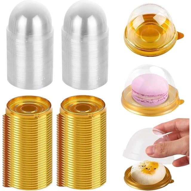 Cajas Redondas de Plástico Transparente para Cupcakes - 50 pieces Domos para Reposteria Cajitas para Dulces, Mini Domos para Charcuteria, para Boda, Fiestas, Regalos