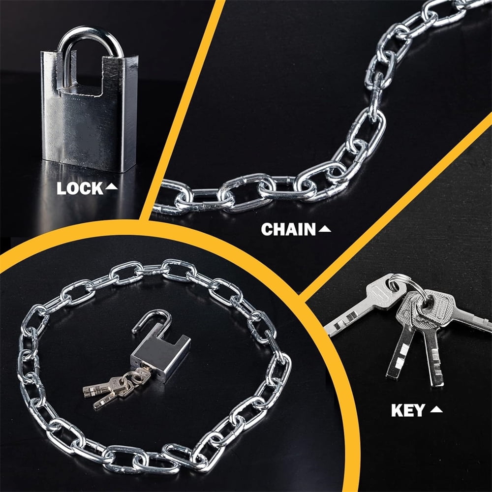Security Chain Lock,Stainless Steel Rust-proof Bike Chain Lock,Waterproof Bicycle Chain Lock,Heavy Duty Long Lock Chain,Premium Case-Hardened Safety Chain for Outdoor Door Motorcycle