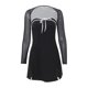 thumbnail image 1 of Women Strapless Bowknot Patchwork Split Hem A-Line Mini Dress with Dot Print Sheer Mesh Long Sleeve Shrug Top 2Pcs Set Black L, 1 of 4