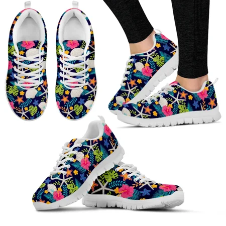 

Tropical Plant Red Hibiscus Fashion Women s Shoes Casual Sneakers Autumn Female Lace-up Mesh Walking Shoes for Girls