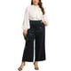thumbnail image 2 of Pantalones brillantes de mujer Agnes Orinda en tallas grandes, metálicos y brillantes, con cintura elástica y pierna ancha, 3X, púrpura y azul, 2 of 6