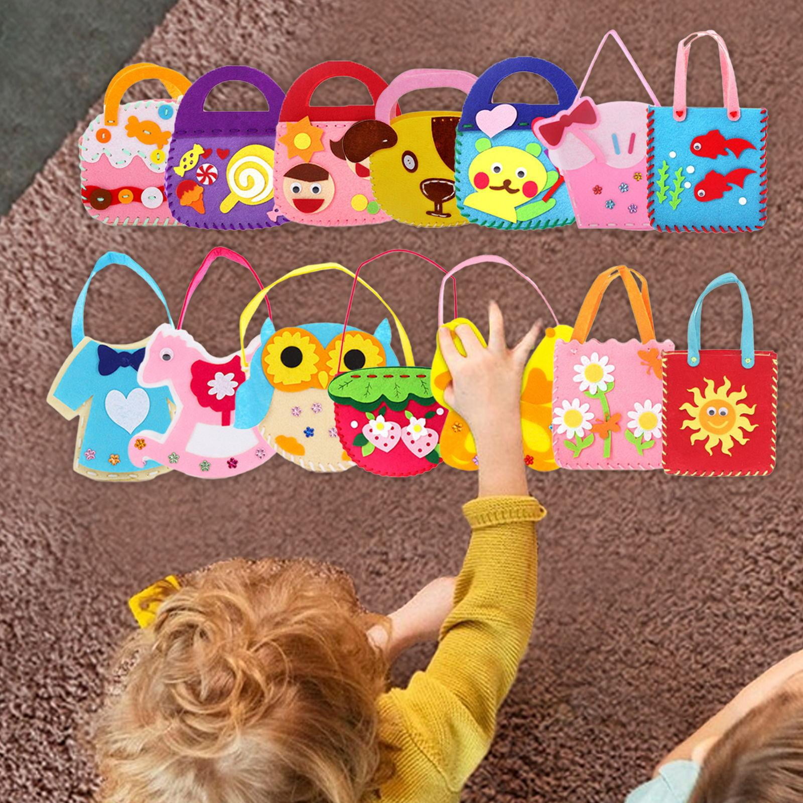 FVDPWYE 14 Pieces Handbags Kids Sewing Kit Cartoon Complete Set Toddlers Arts and Crafts