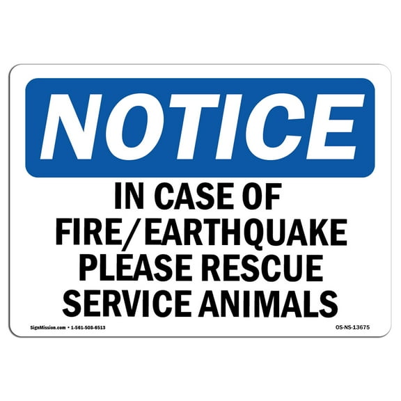 OSHA Notice Sign - In Case Of FireEarthquake Please Rescue | Decal | Protect Your Business, Construction Site |  Made in the USA