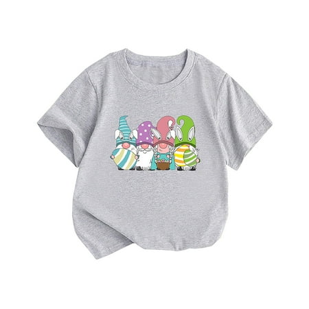 

Youmylove Summer New Children Clothing Fashion Style Girls Short Sleeve Top Easter Printed Round Neck Tee T-Shirt Outdoor Dailywear