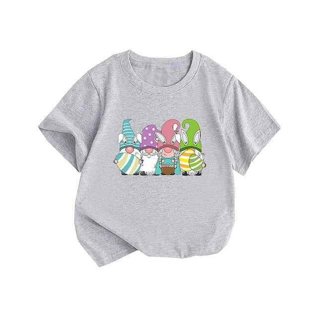 TZEWGL T-Shirts For Newborn Short Sleeve Cartoon Printed Round Neck Clothes For Girls Boys size 4-5T
