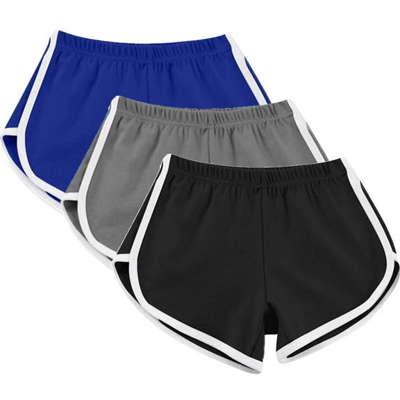 Fartey 3 Pack Womens Yoga Shorts Summer Elastic Waist Athletic Breathable Sports Shorts Casual Comfy House Short Pants on Clearance
