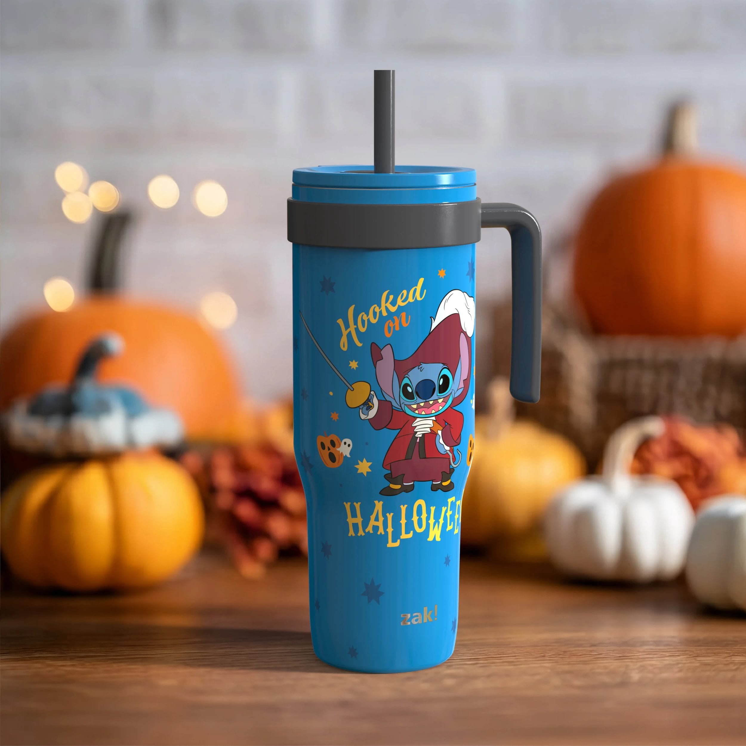 Zak Designs 30oz SS Straw Tumbler with a Handle, Blue Stitch