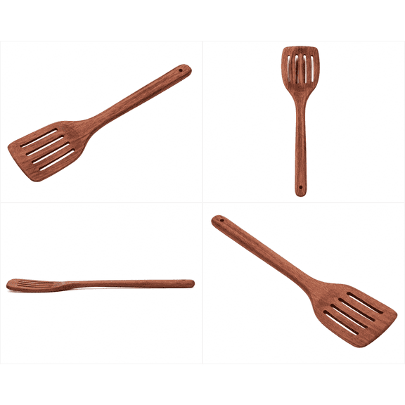 Handcrafted Wooden Slotted Turner Spatula, Natural Wood Cooking Utensil for Flipping, Draining, Stirring & Serving, Safe for Non-Stick Cookware