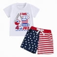 thumbnail image 3 of Kaprioy Boys Summer Outfits 4th of July Baby Boy Outfit USA Flag Short Sleeve Shirt Elastic Shorts 2Pcs Toddler Boys Fourth of July Outfits, 3 of 6