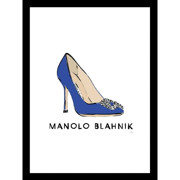 Venice Beach Collection's Glam Sparkly Blue Classy Pump Heel 14x18 Framed Print
