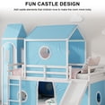 thumbnail image 6 of Aukfa Low Loft Bed with Slide - Twin Size Castle Bed with Tent for Kids - Blue, 6 of 7
