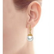 YEIDID INTERNATIONAL Micropave Pearl Drop Earrings in 18K Gold