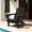 Black(1 chair & 1 table), variant on Domi Outdoor Living Folding Adirondack Chair Set(1 Chair + 1 Table) All-Weather HDPE Patio Chairs with Cup Holders, Weather-Resistant Fire Pit Seating for Garden, Backyard, Deck & Poolside, Blue